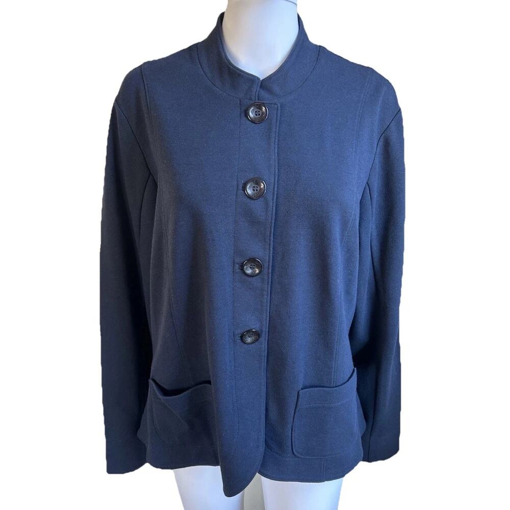 Coldwater Creek NWT Cardigan Womens 1X Blue Knit Mandarin Collar Plus Size
